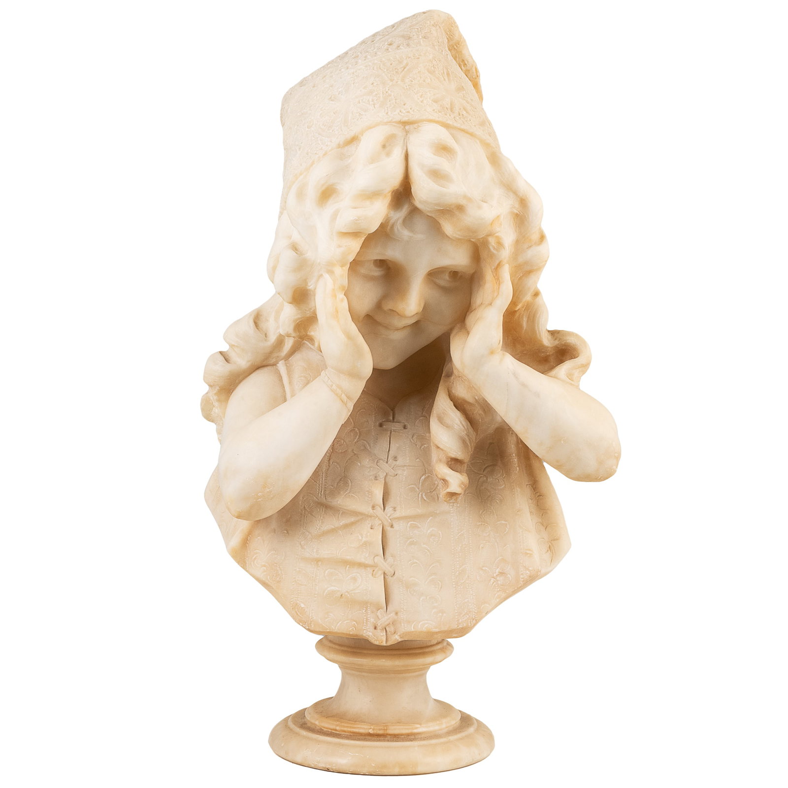 Emilio Fiaschi Carved Alabaster Bust of a Girl (1 of 6)
