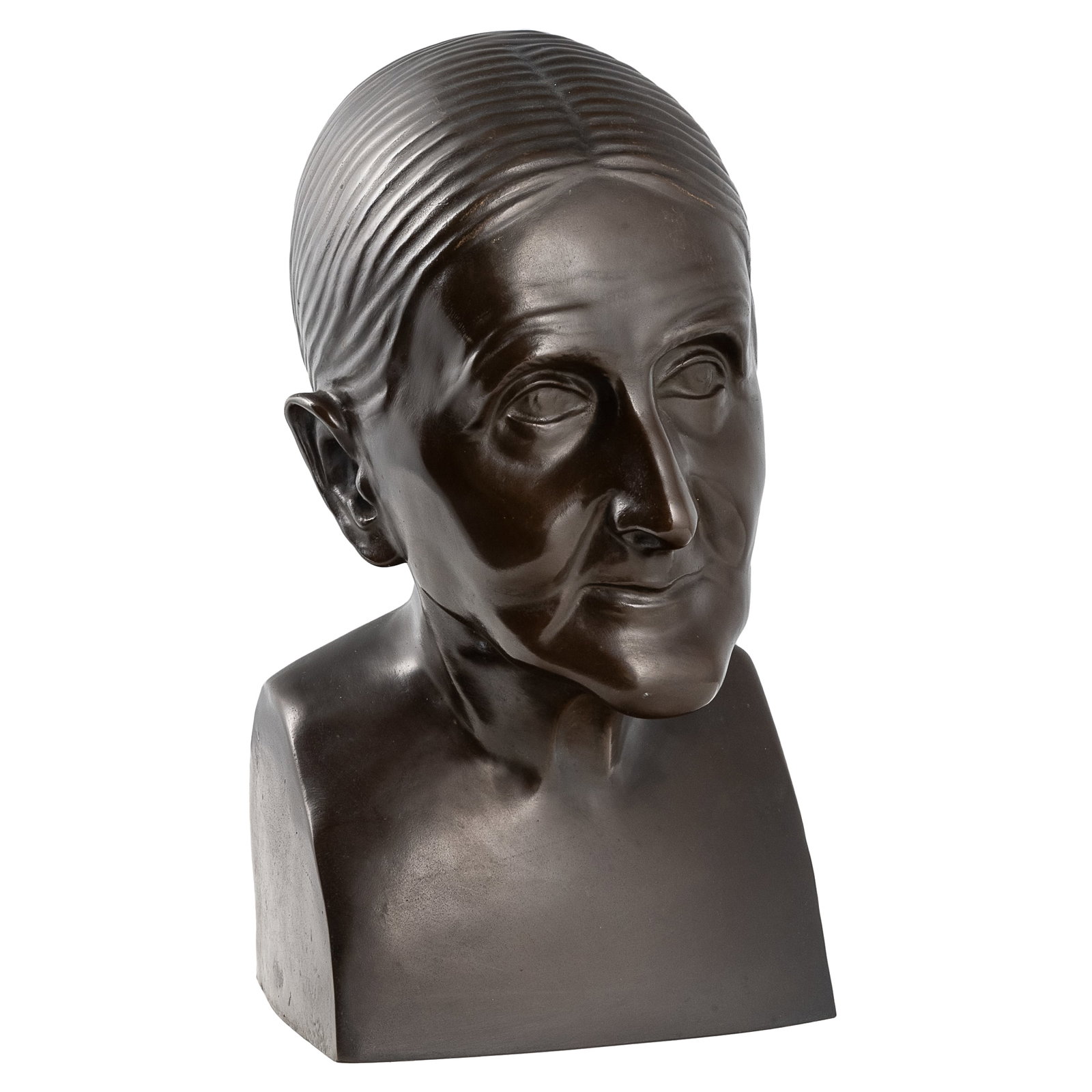 Sculpture, Cecilia Graham: Sculpture, Cecilia Graham Cecilia Graham, American (1905–1984). Austrian Art Deco patinated bronze bust of a woman, impressed signature and date 'Cecilia Graham, Wien 1927' and 'Made in Austria' ver