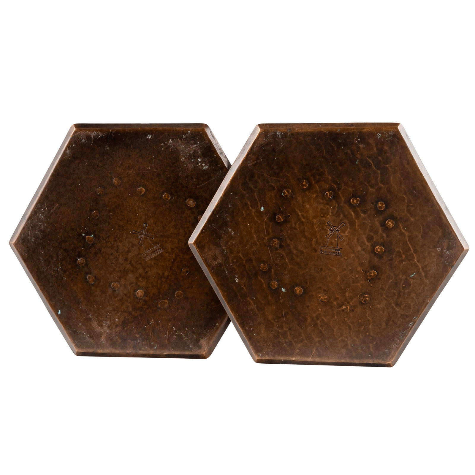 Dirk Van Erp Hammered Copper Candlesticks - 4