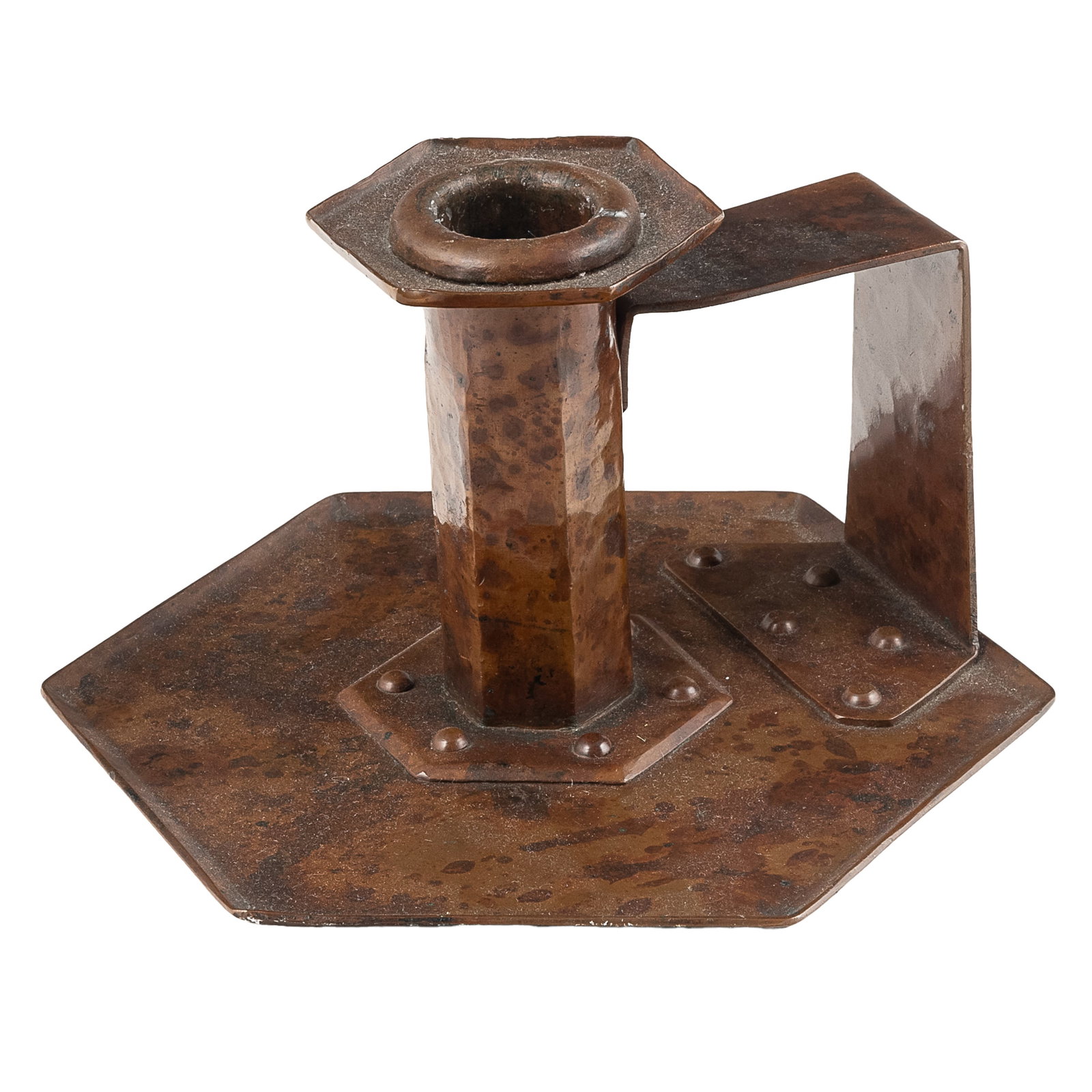 Dirk Van Erp Hammered Copper Candlestick - 2
