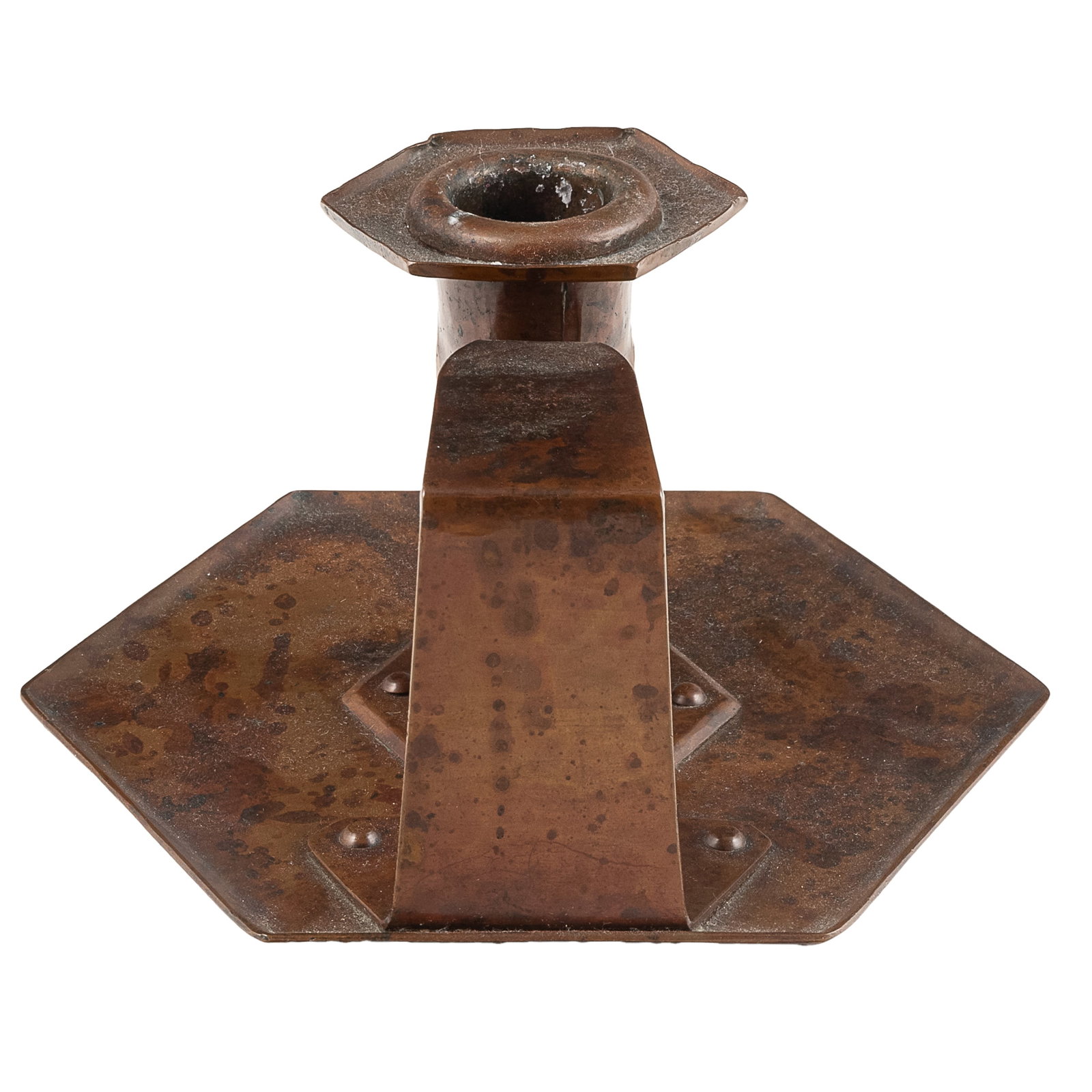 Dirk Van Erp Hammered Copper Candlestick - 3