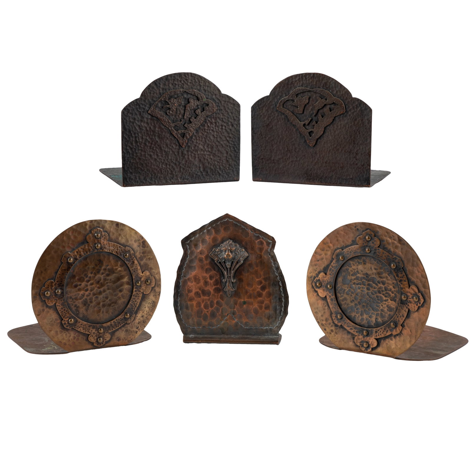 Arts & Crafts Hammered Copper Bookends (1 of 3)