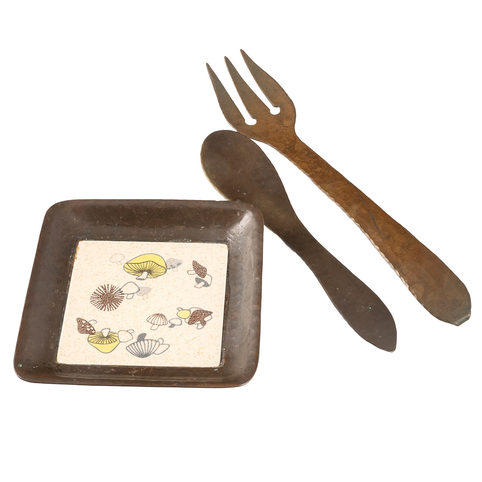 Armenac Hairenian Hammered Copper Trivet, Fork & Shoe Horn (1 of 4)