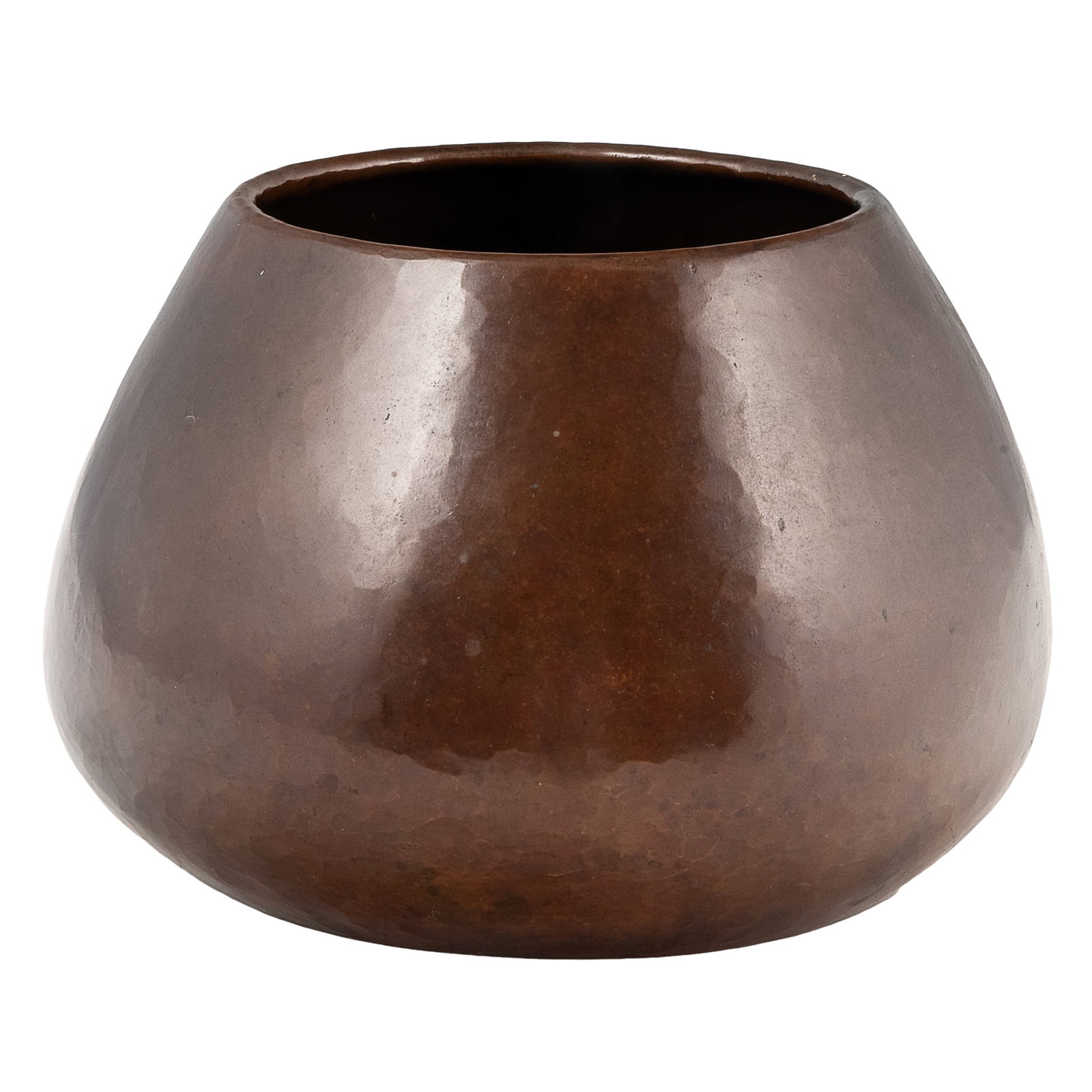 Dirk Van Erp Hammered Copper Vase: Dirk Van Erp Hammered Copper Vase Dirk van Erp (1860 - 1933) hammered copper bulbous form vase with rolled rim and distinct bottom seam. Impressed double-struck, closed-box windmill mark to underside