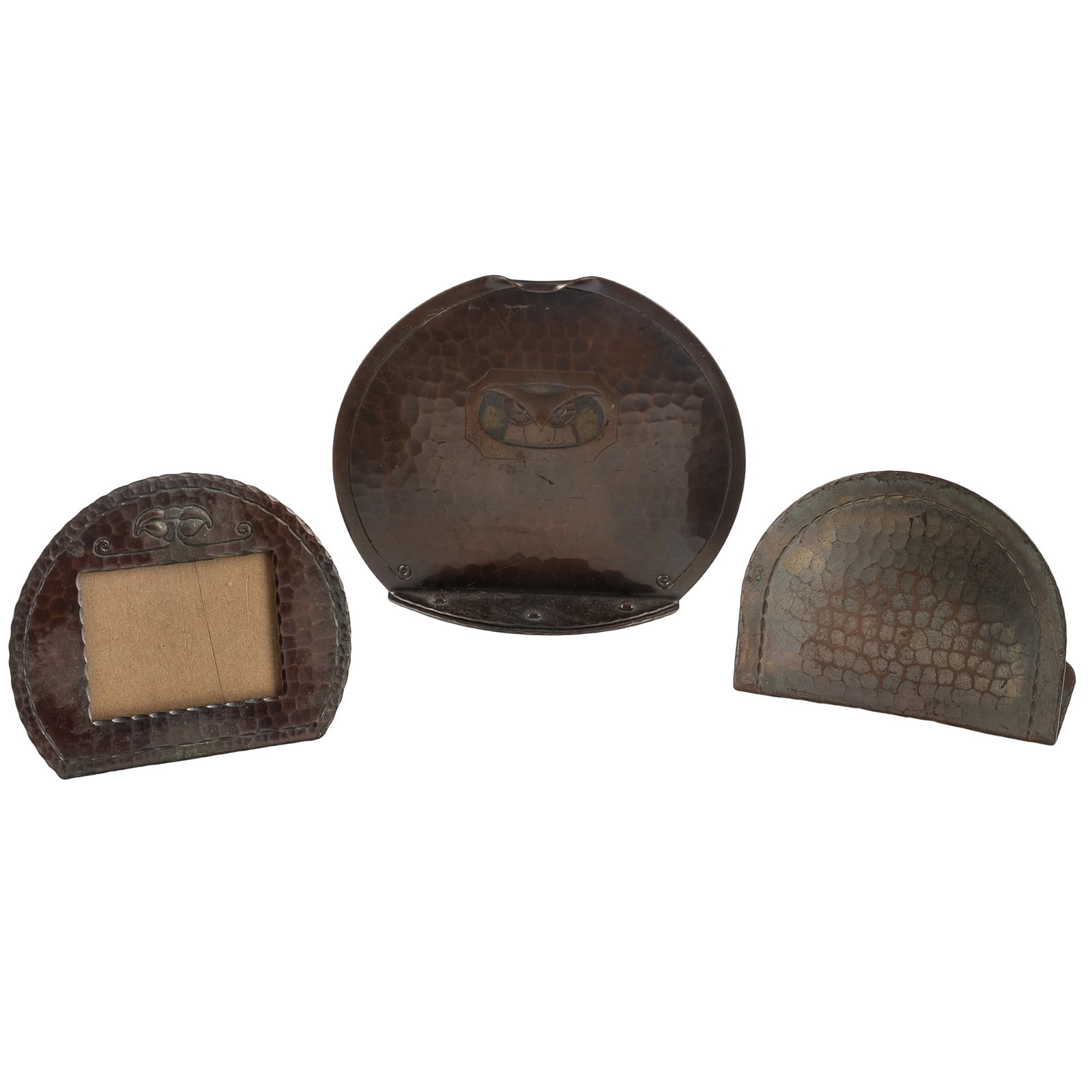 Roycroft Hammered Copper Bookends and Picture Frame (1 of 4)