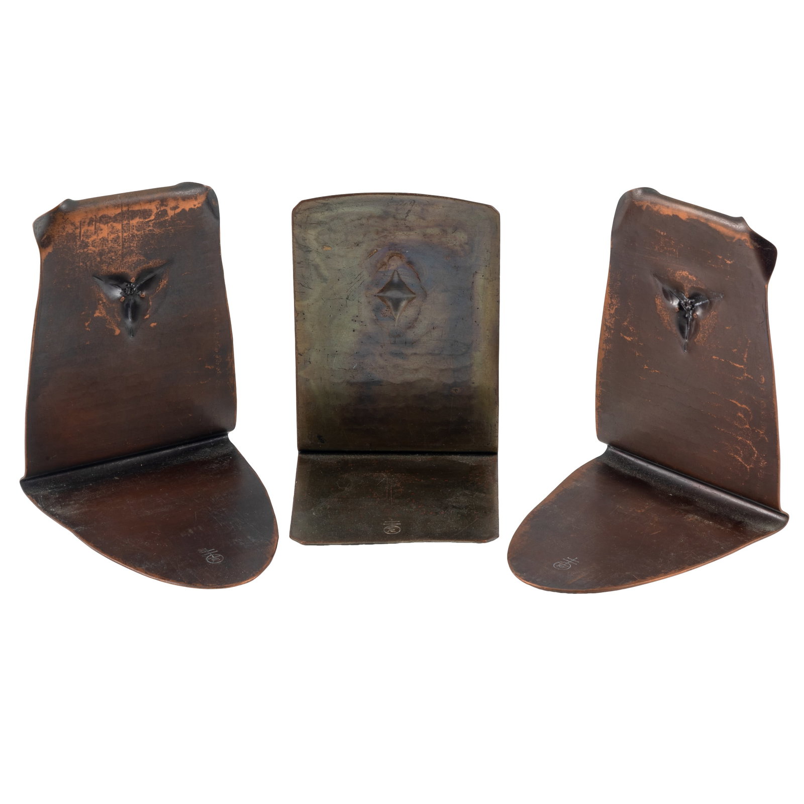 Roycroft Hammered Copper Bookends - 2