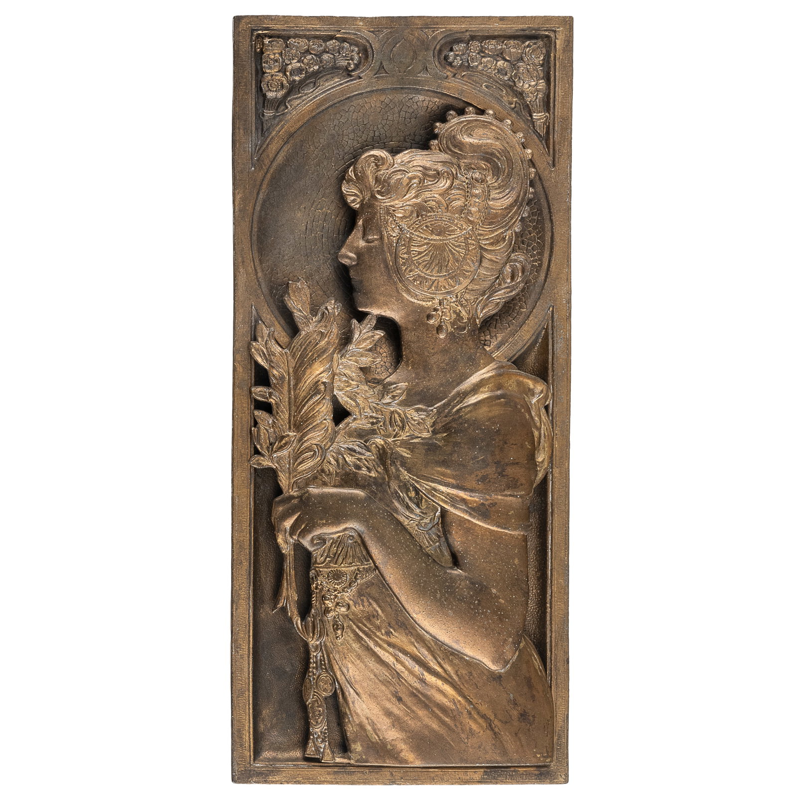 Vienna Secessionist Plaque, 'Feather', after Alphonse Mucha (1 of 4)