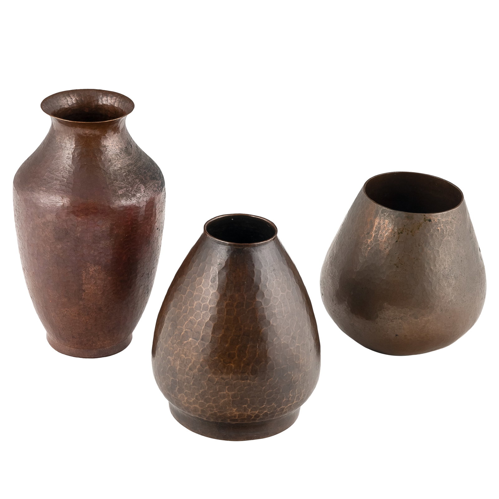 Arts & Crafts Hammered Copper Vase Group (1 of 4)