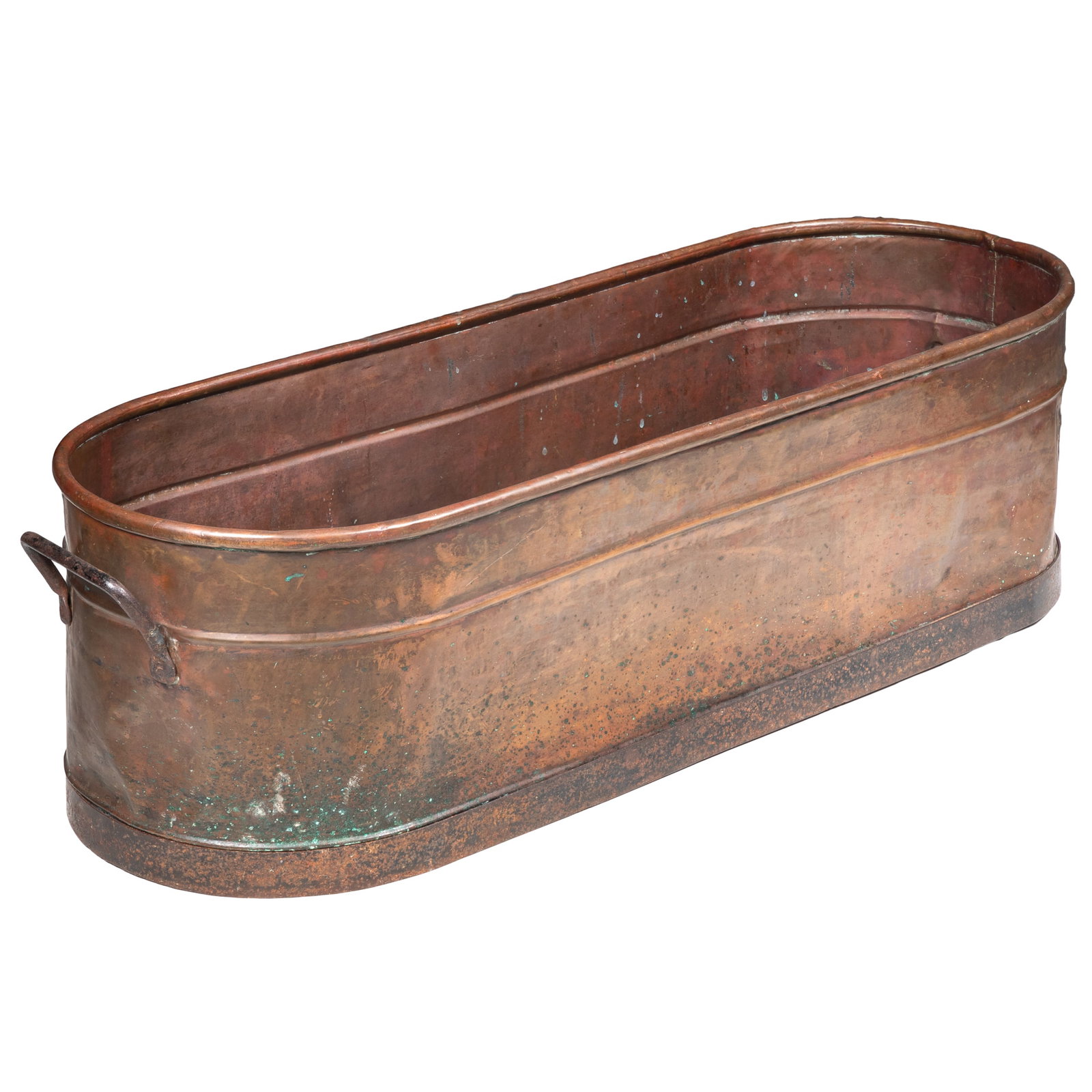 Large Oval Two-Handled Copper Basin - 2