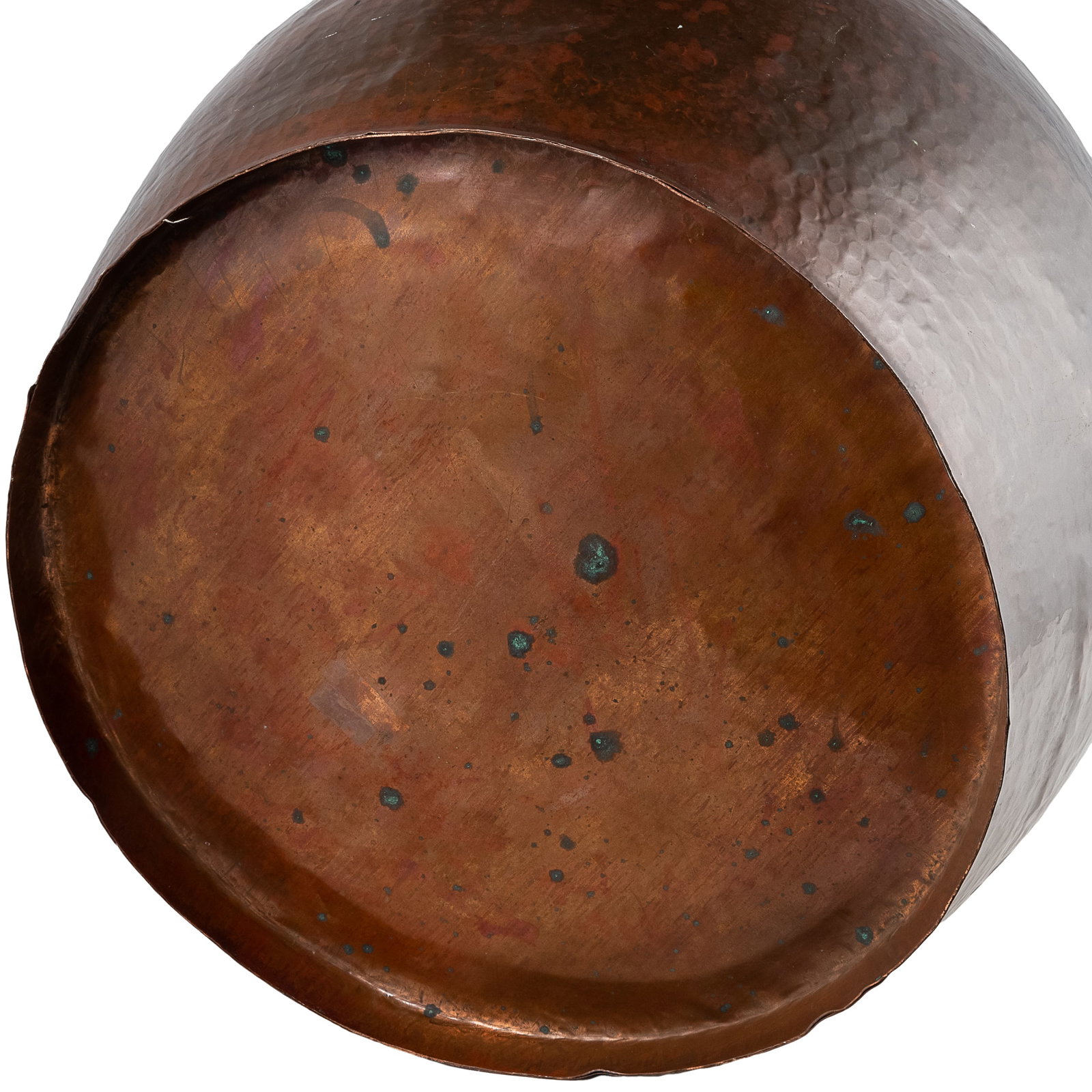 Large Hammered Copper Rounded Basin with Ring Handles - 6