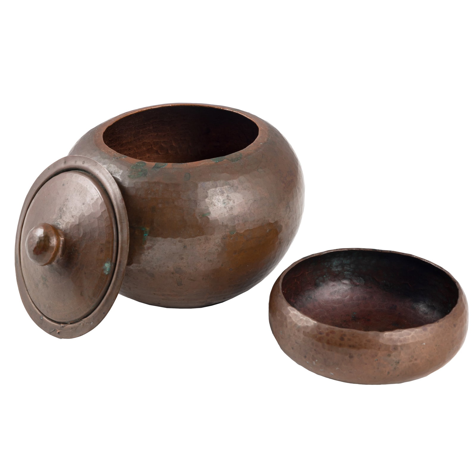 Hammered Copper Covered Box and Bowl (1 of 4)