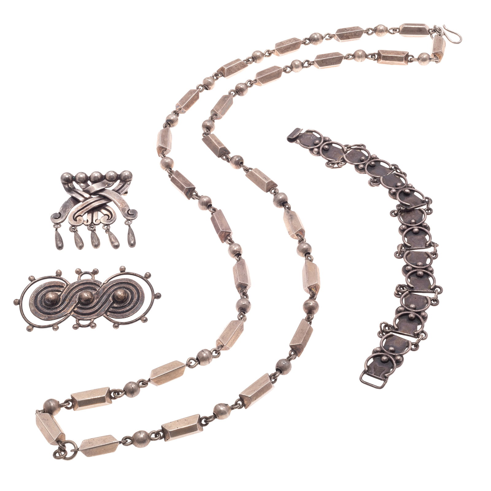 Collection of Modernist Mexican Silver Jewelry (1 of 4)