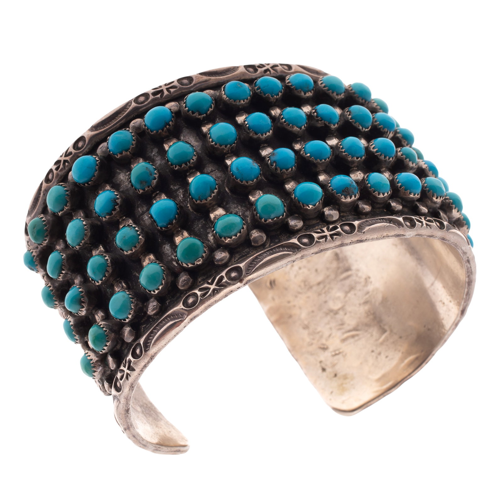 Zuni Turquoise, Sterling Cuff, Jason and Pearl Ukestine (1 of 5)