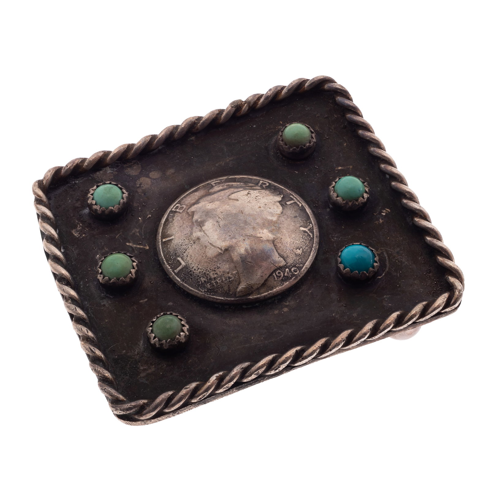 Turquoise, Sterling Silver Belt Buckle (1 of 4)