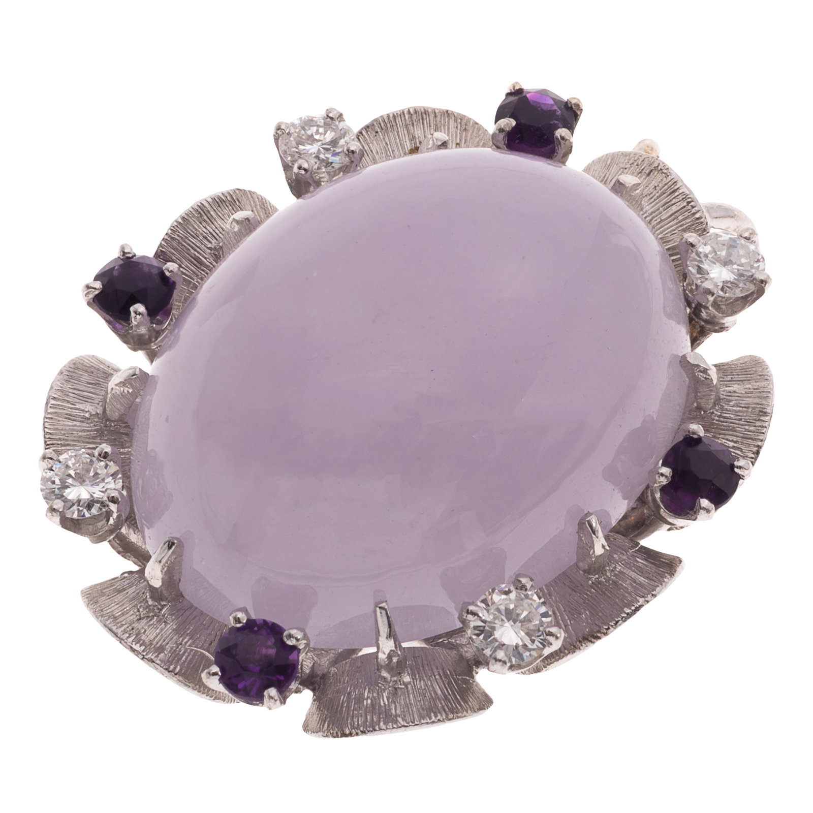 Jadeite Jade, Diamond, Amethyst, 14k White Gold Pendant (1 of 5)