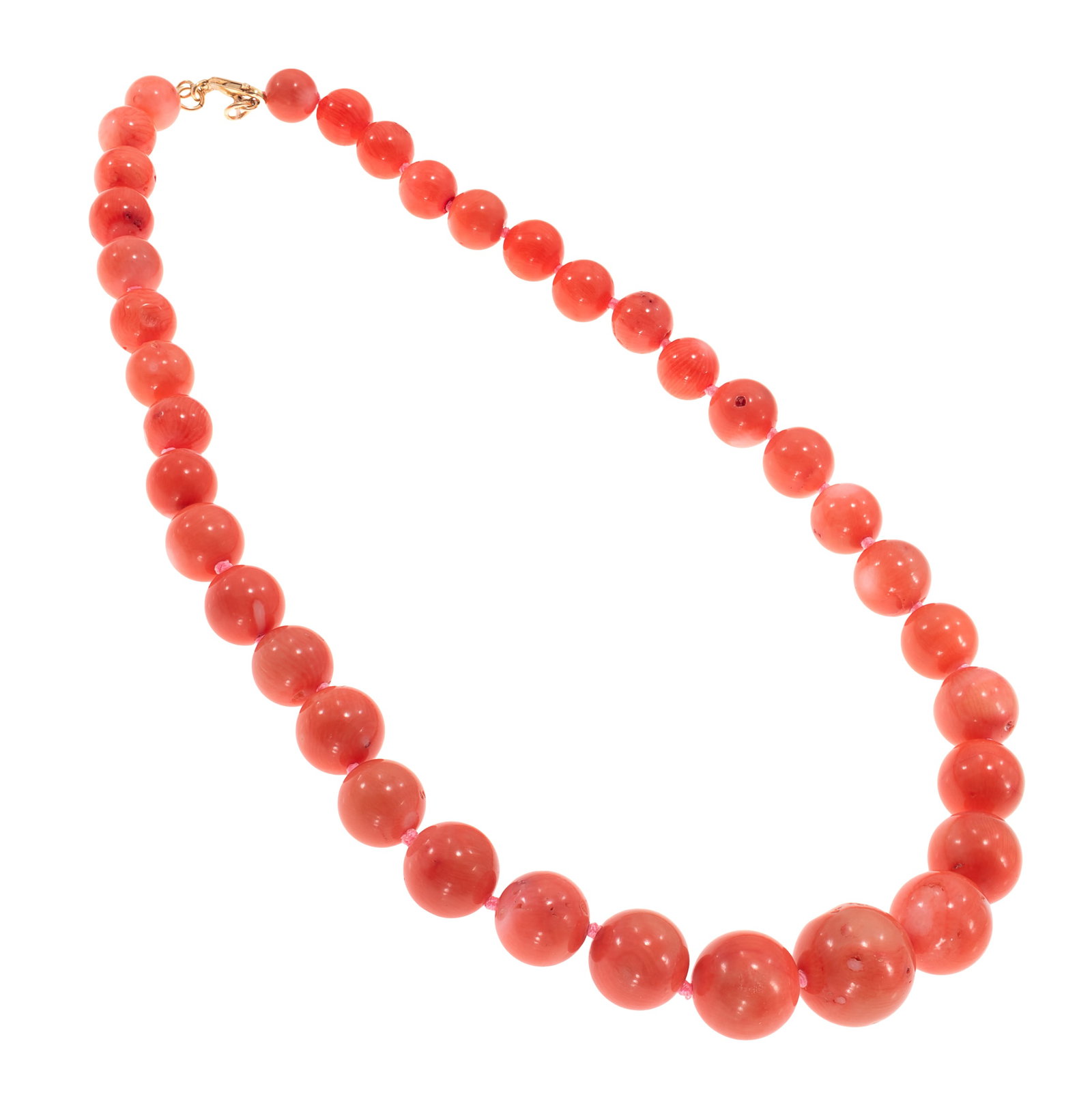 Graduated Coral, 14k Yellow Gold Necklace (1 of 4)
