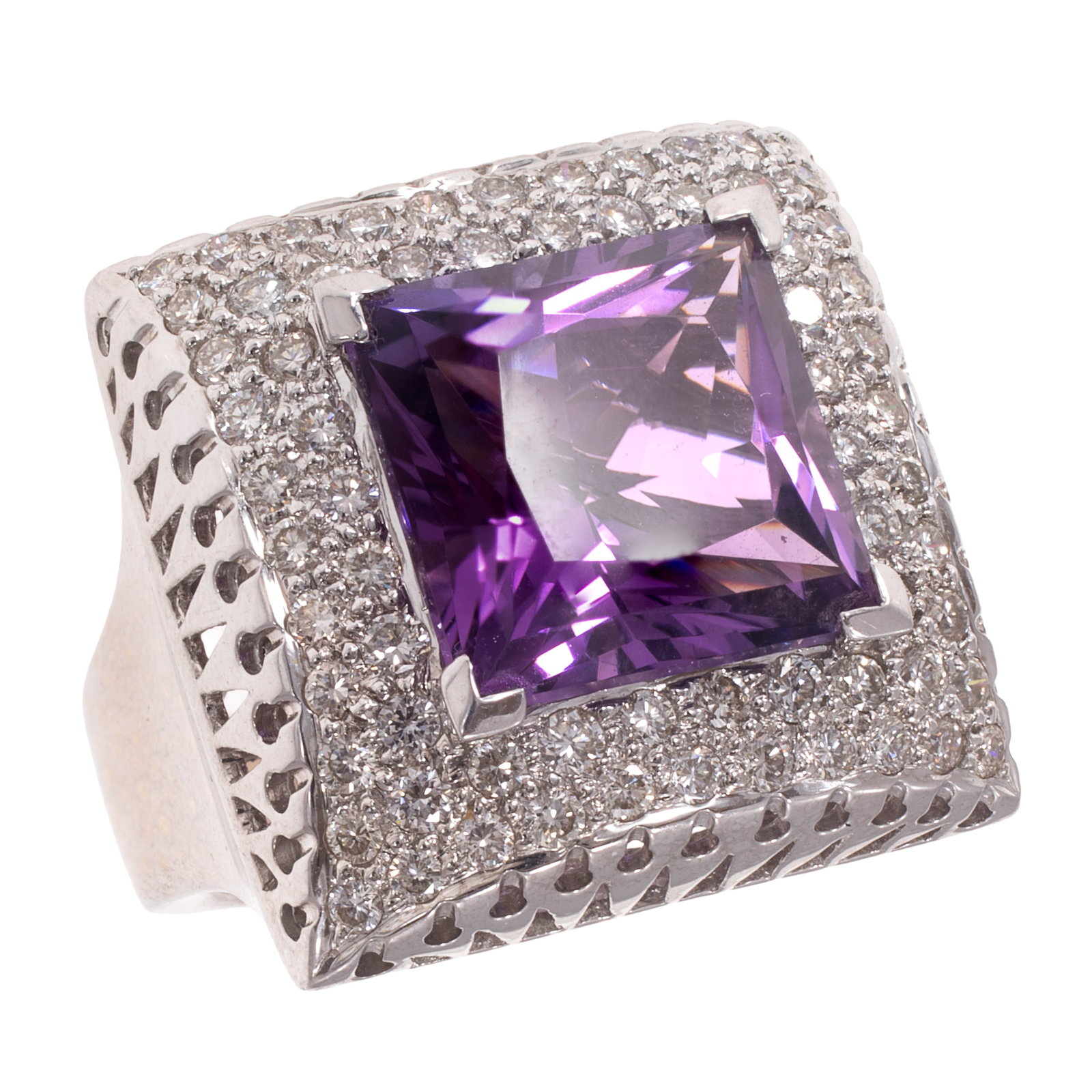 Amethyst, Diamond, 18k White Gold Ring (1 of 5)