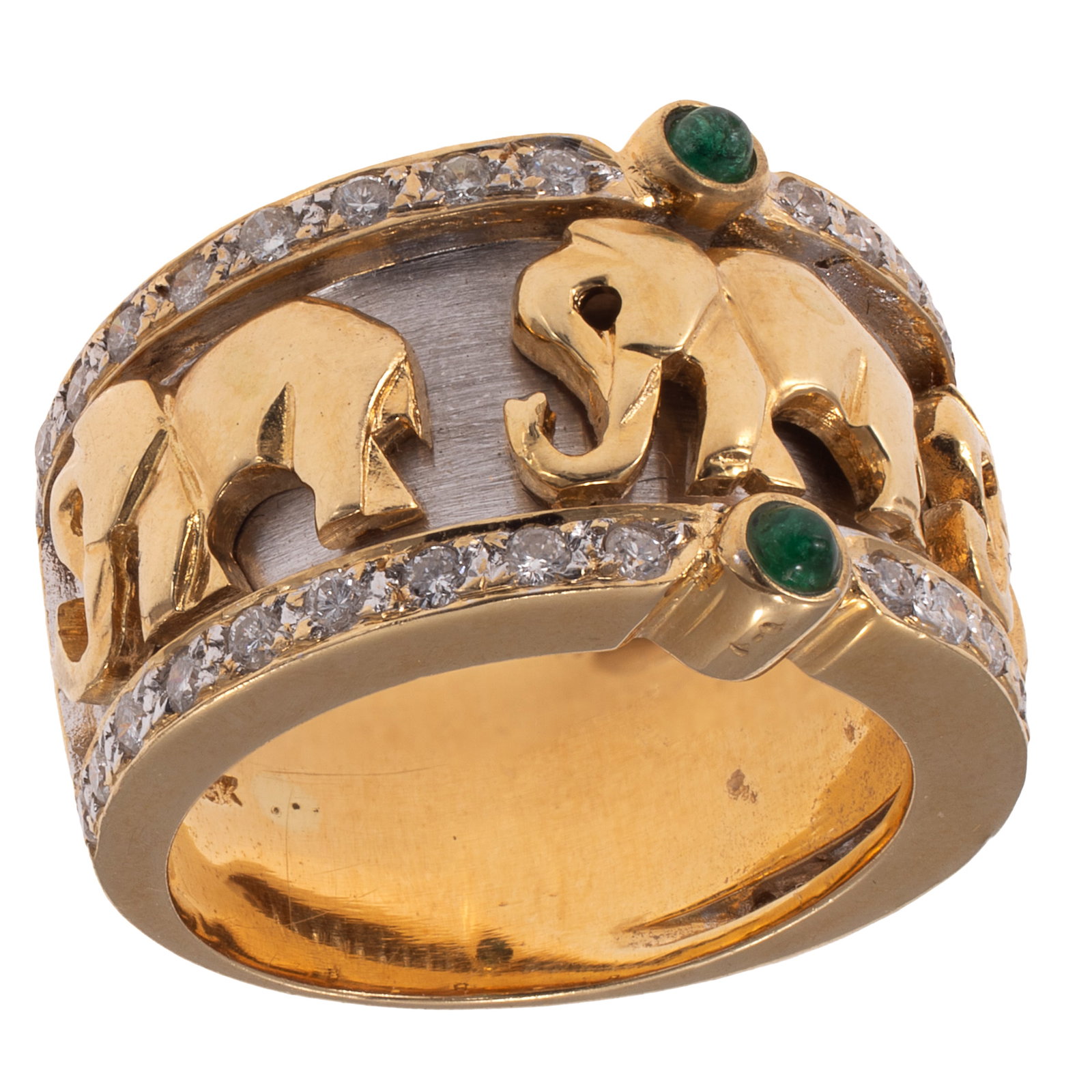 Diamond, Emerald, 18k Elephant Ring (1 of 6)