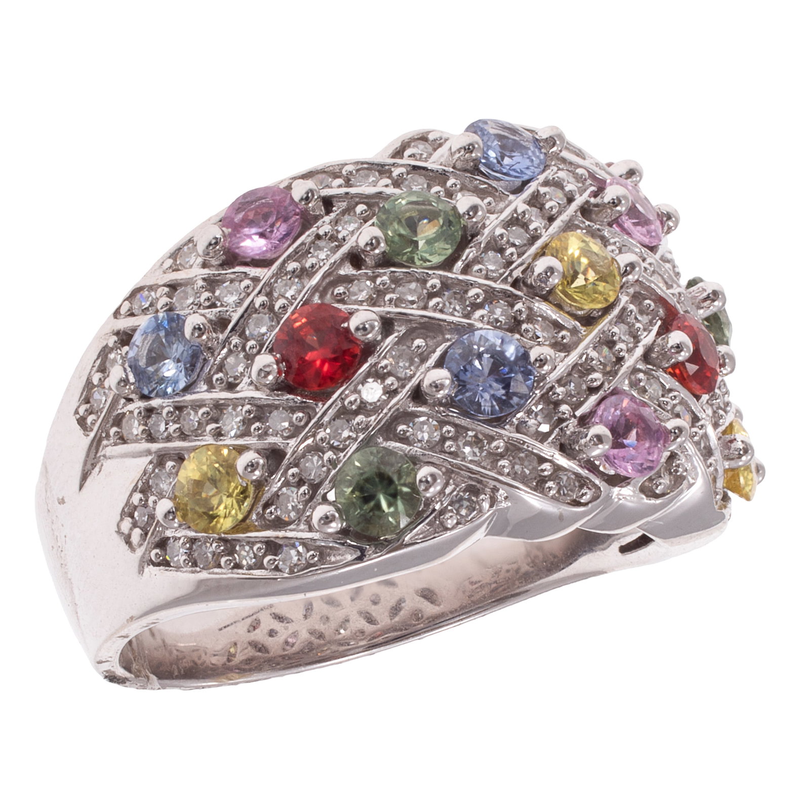 Colored Sapphire, Diamond, 14k White Gold Ring (1 of 5)