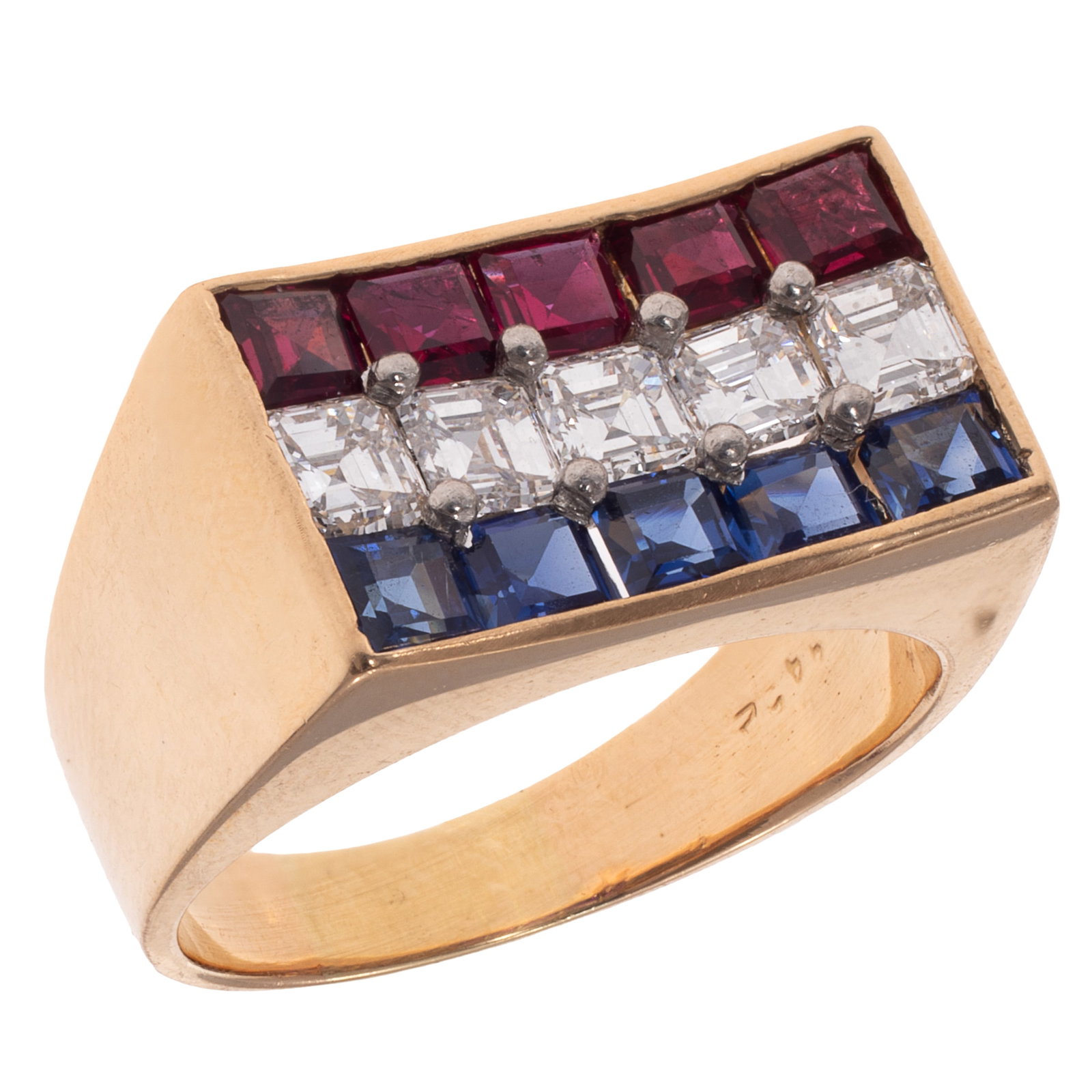 Diamond, Ruby, Sapphire, 18k, Platinum Ring, Oscar Heyman & Brothers (1 of 5)