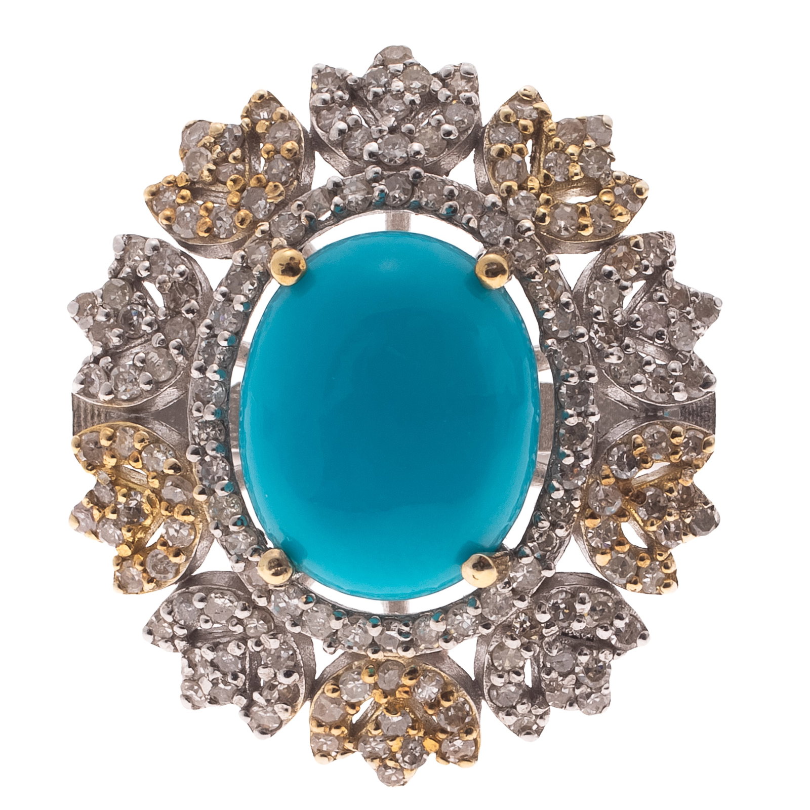 Turquoise, Diamond, Sterling Silver Ring - 2