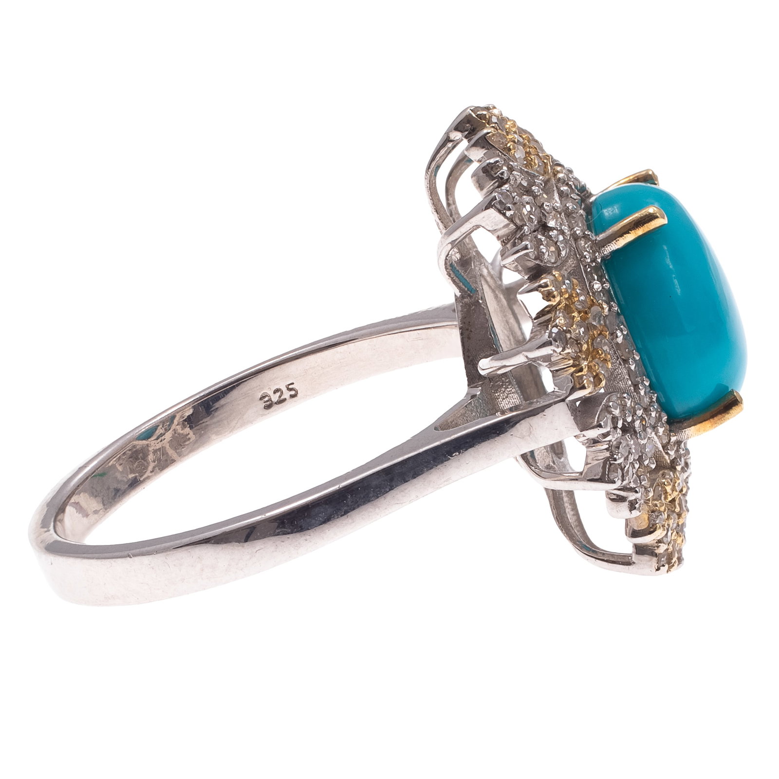 Turquoise, Diamond, Sterling Silver Ring - 3
