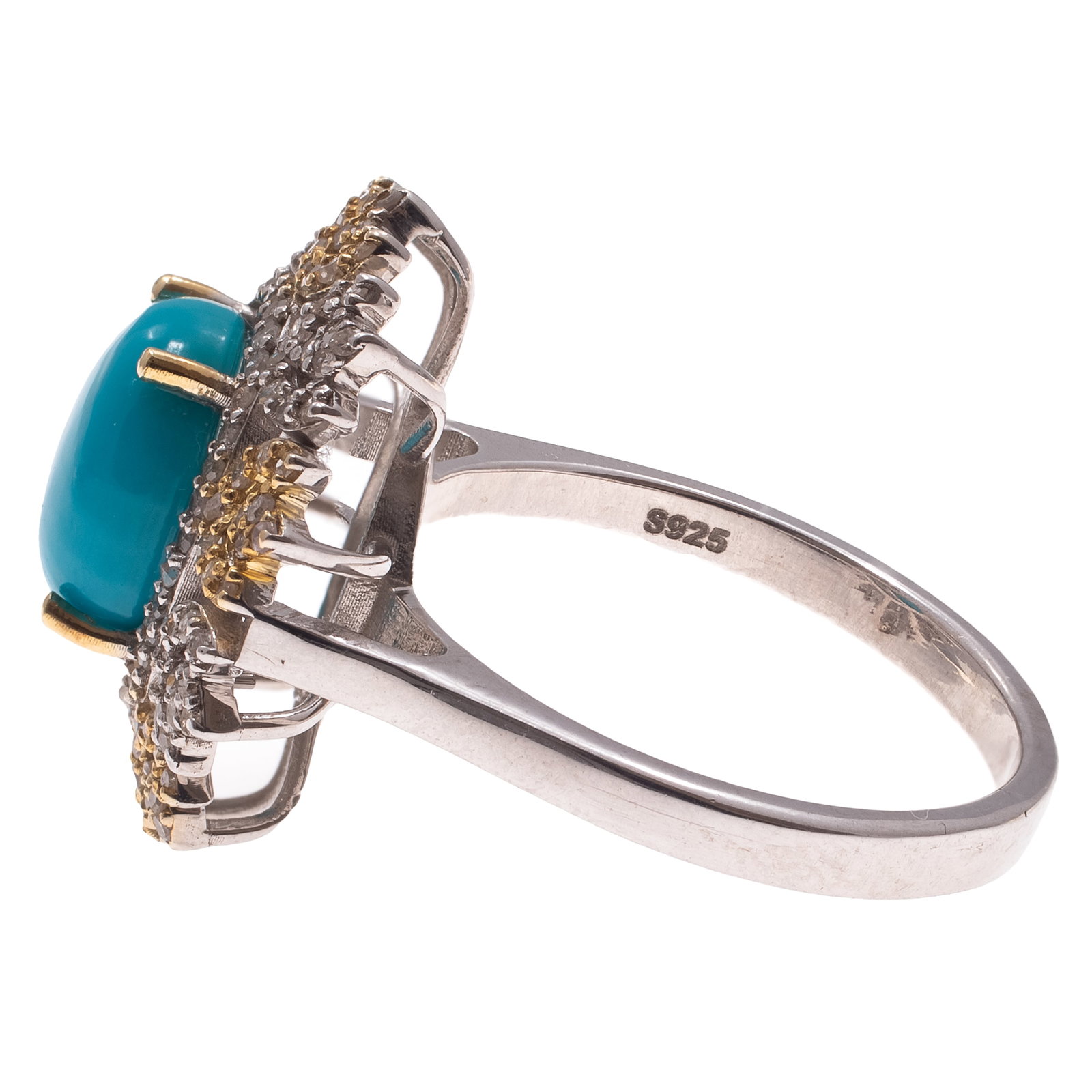 Turquoise, Diamond, Sterling Silver Ring - 4
