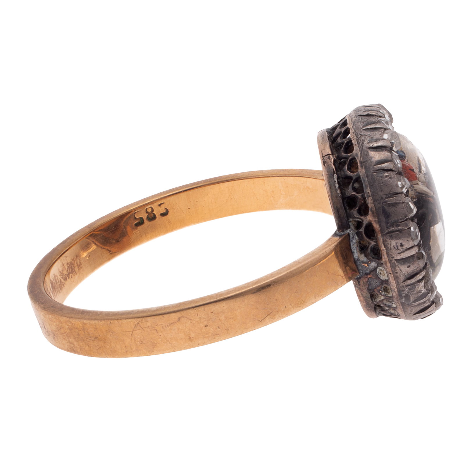 Reverse Crystal, Diamond, 14k, Silver Ring - 3