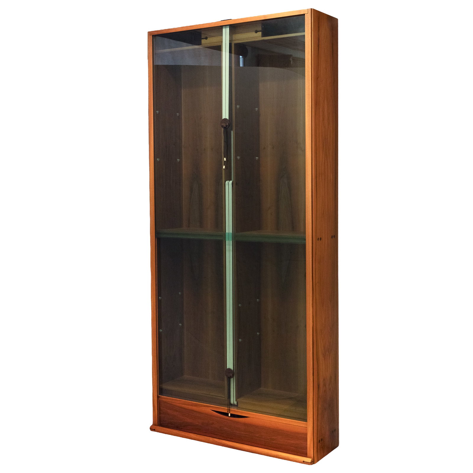 Carlo Scarpa Design Zibaldone Cabinet: Carlo Scarpa Design Zibaldone Cabinet The two glass dors on a counter weight mechanism. 102in (260cm) h. 46in (117cm) w. 15in (38cm) d. The Zibaldone is an iconic, highly engineered bookcase designed 