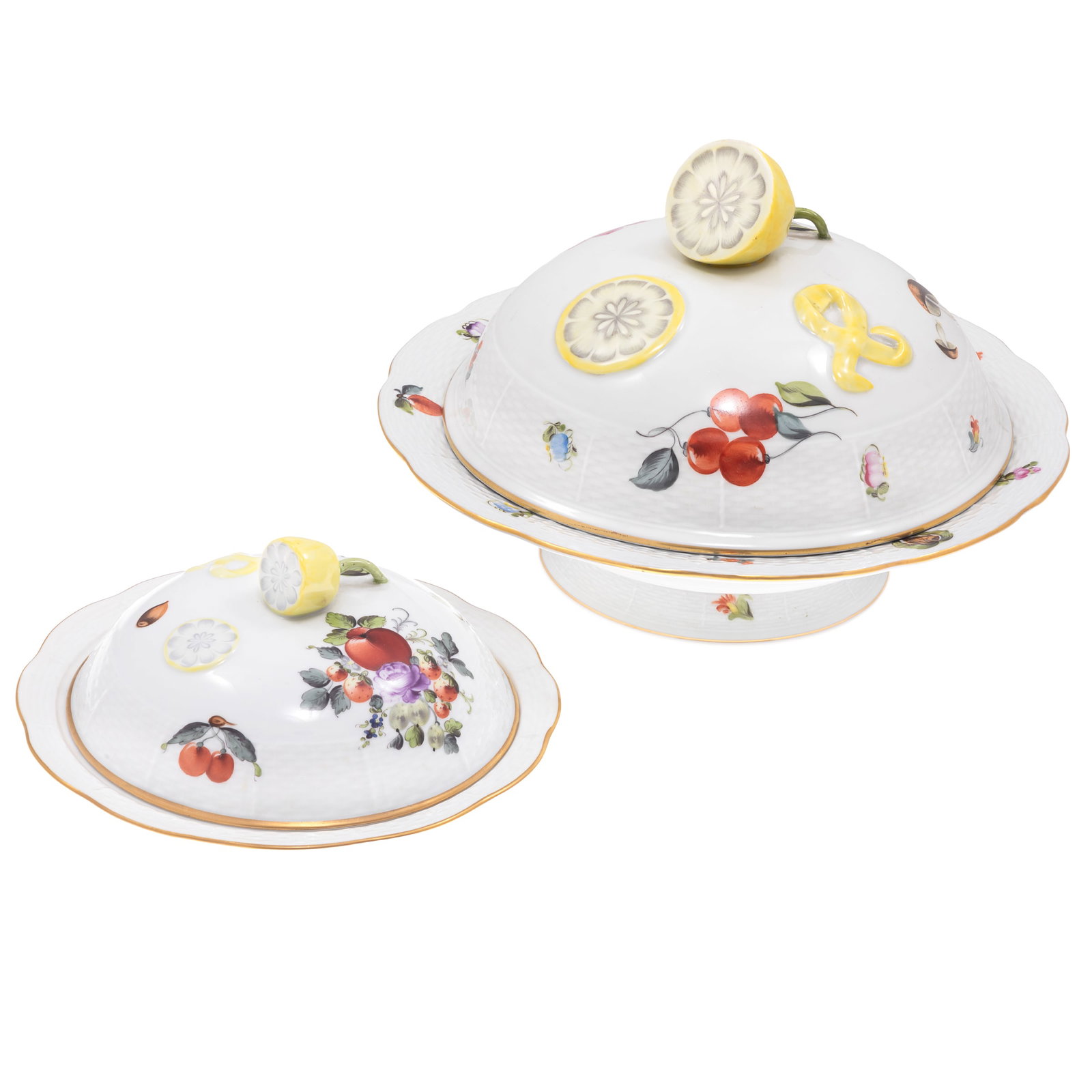Herend Fruit and Flowers Lidded Servers: Herend Fruit and Flowers Lidded Servers Each piece of Herend Fruit and Flowers is unique because the Herend painters have the freedom to choose a combination of flowers, fruits and insects creating