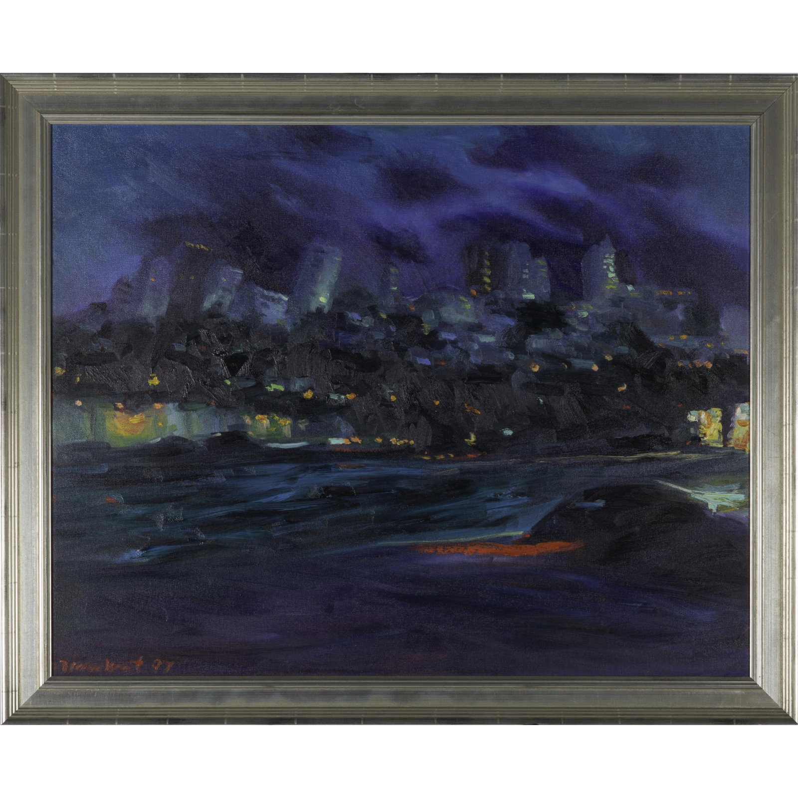 Veerakeat Tongpaiboon (Thai/American, b.1965): Veerakeat Tongpaiboon (Thai/American, b.1965) Stormy View of City, 1997. Oil on canvas, signed 'Veerakeat '97' (lower left). 24 x 30in. (61 x 76 cm) Provenance: Thomas Reynolds Gallery, San Francisco.