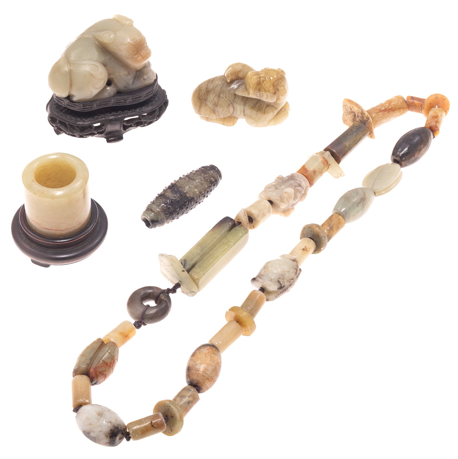 A Group of Chinese Jade and Hardstone Articles with a Necklace (1 of 7)
