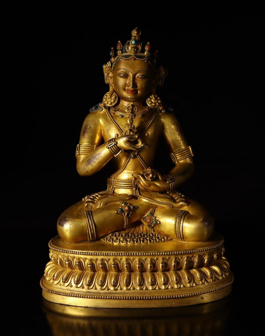 CHINESE GILT BRONZE BUDDHA (1 of 7)