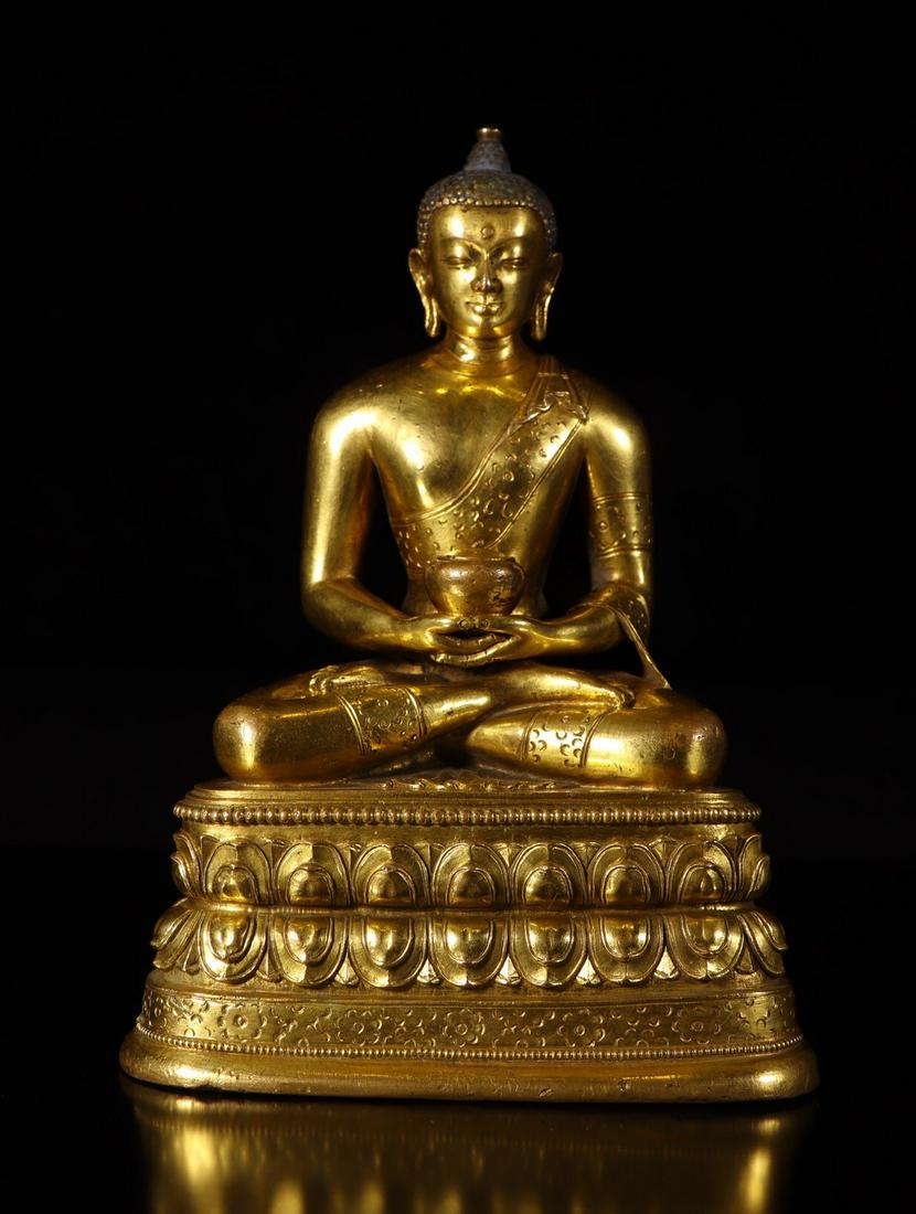 CHINESE GILT BRONZE BUDDHA (1 of 6)