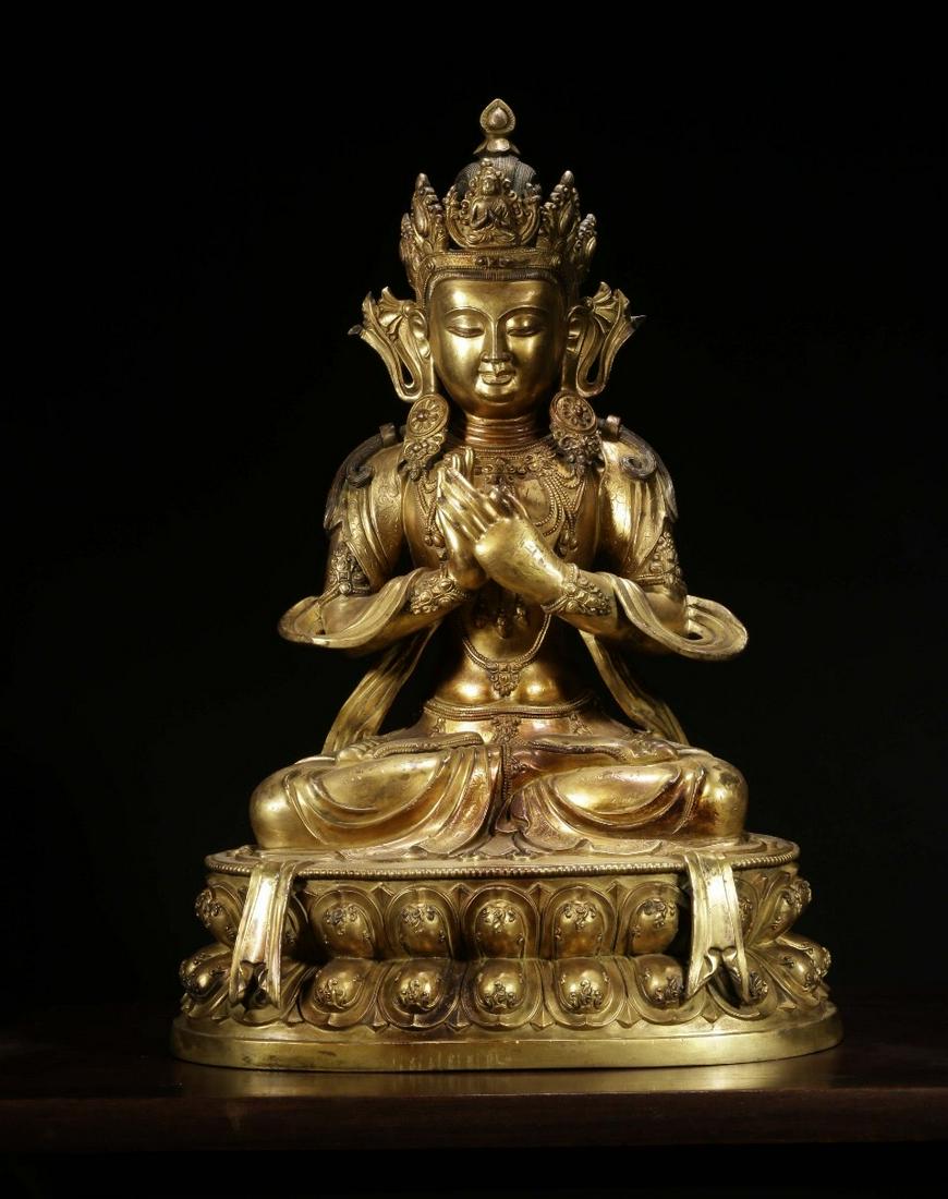 CHINESE GILT BRONZE BUDDHA (1 of 8)