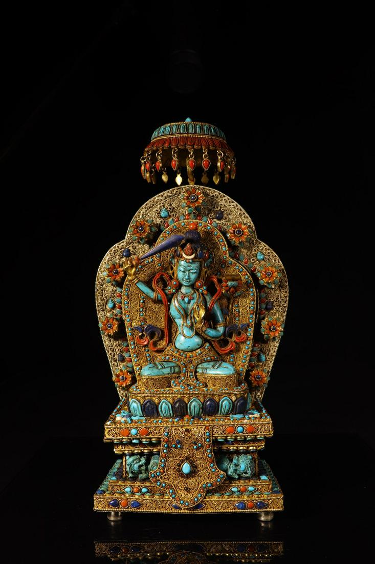 CHINESE GILT SILVER BUDDHA (1 of 7)