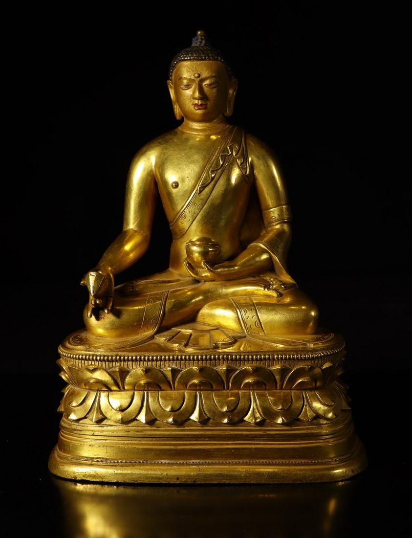 CHINESE GILT BRONZE BUDDHA (1 of 8)
