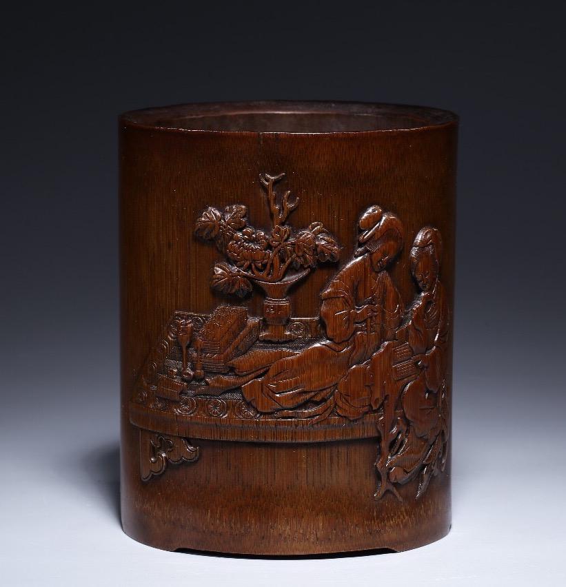CHINESE CARVED BAMBOO BRUSHPOT (1 of 6)