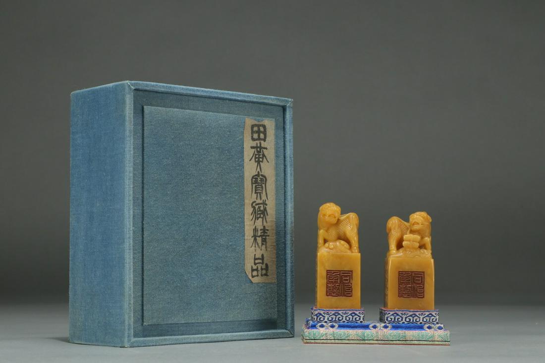 TONGZHI MARK, PAIR OF CHINESE SOAPSTONE SEAL (1 of 6)