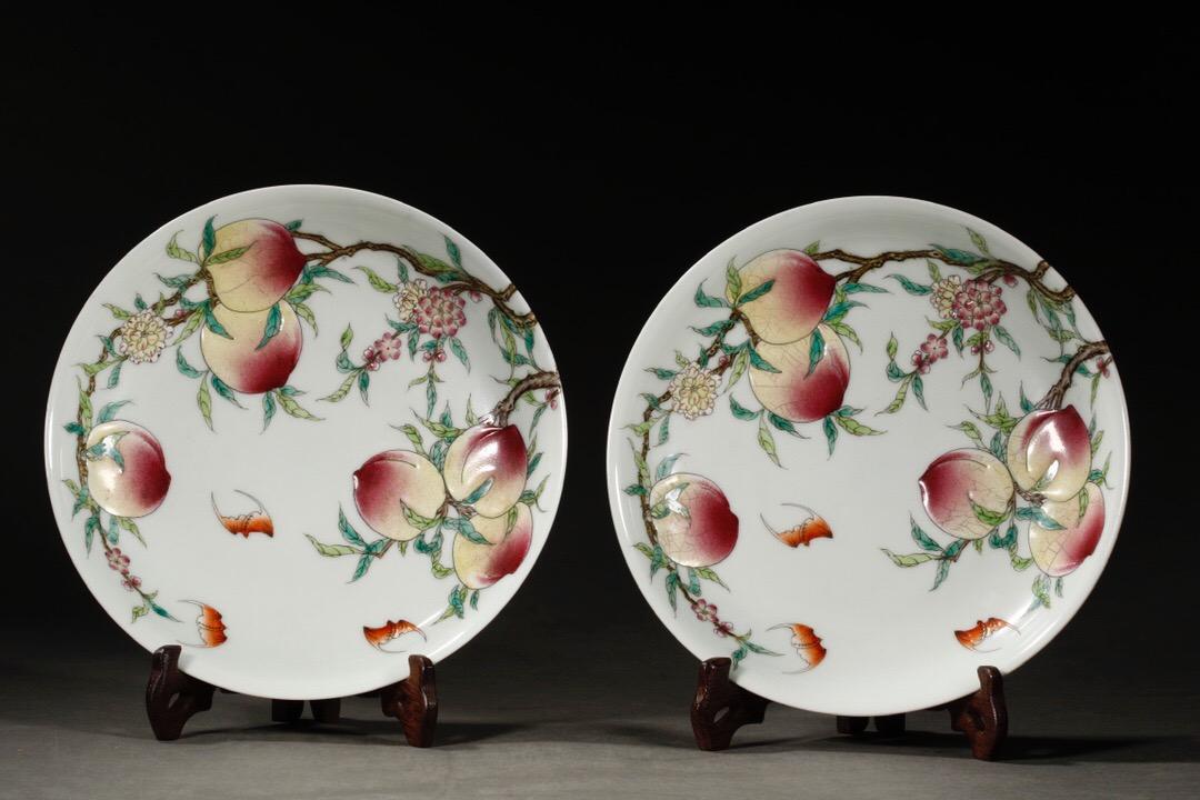 YONGZHENG MARK, PAIR OF CHINESE FAMILLE ROSE PLATE (1 of 6)