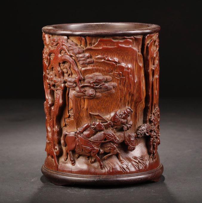 CHINESE CARVED BAMBOO BRUSHPOT (1 of 6)