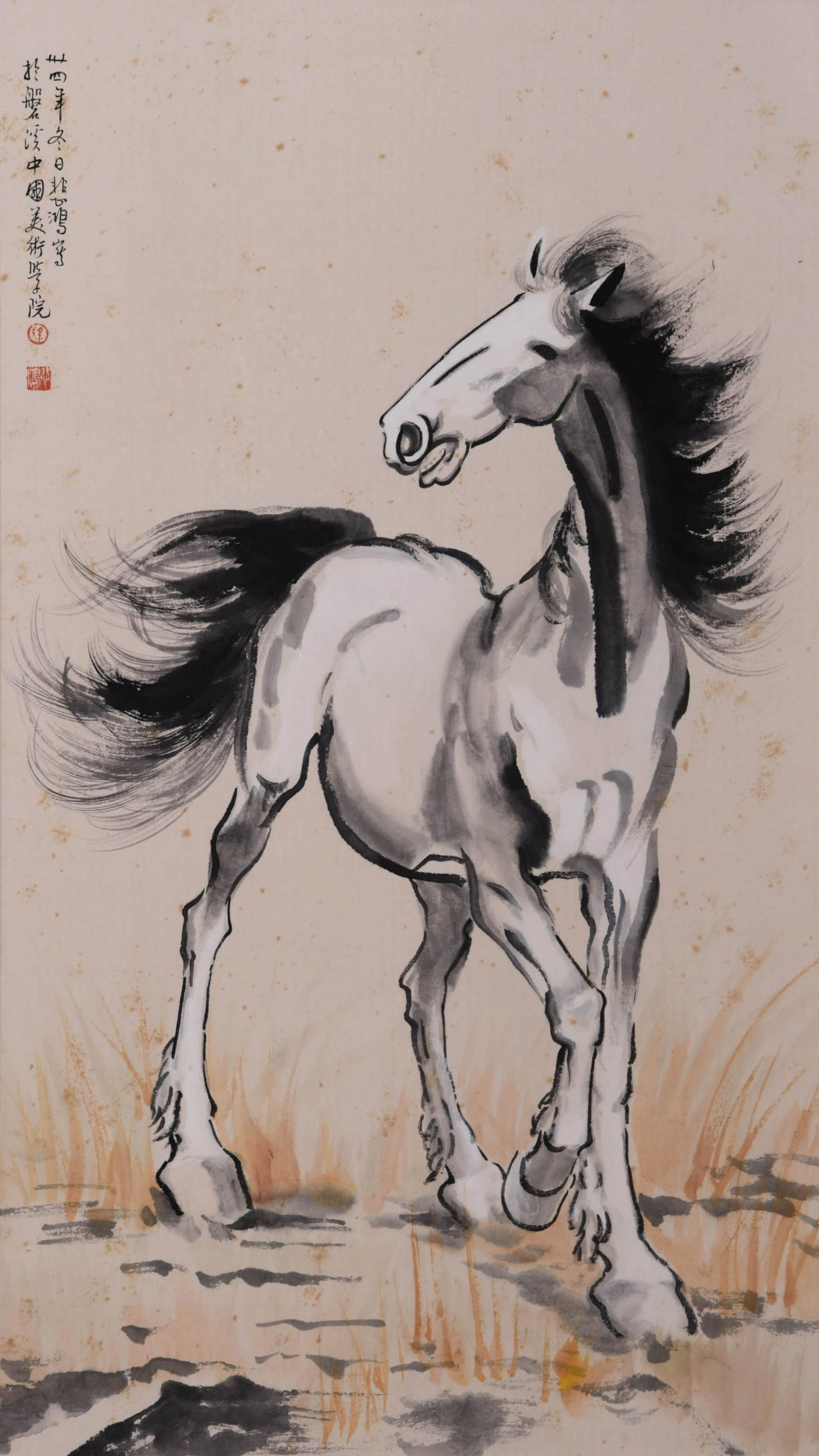 A Chinese Horse Painting, Xu Beihong Mark: Height:92cm, Width:52cm,