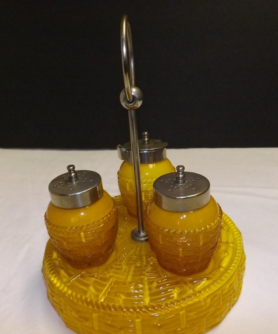 VINTAGE YELLOW GLASS CONDIMENT SET (1 of 10)