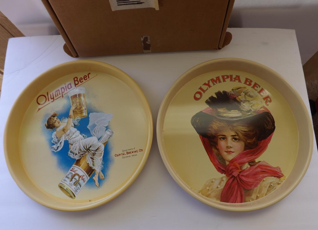 2 OLYMPIA BEER TIN TRAYS (1 of 8)