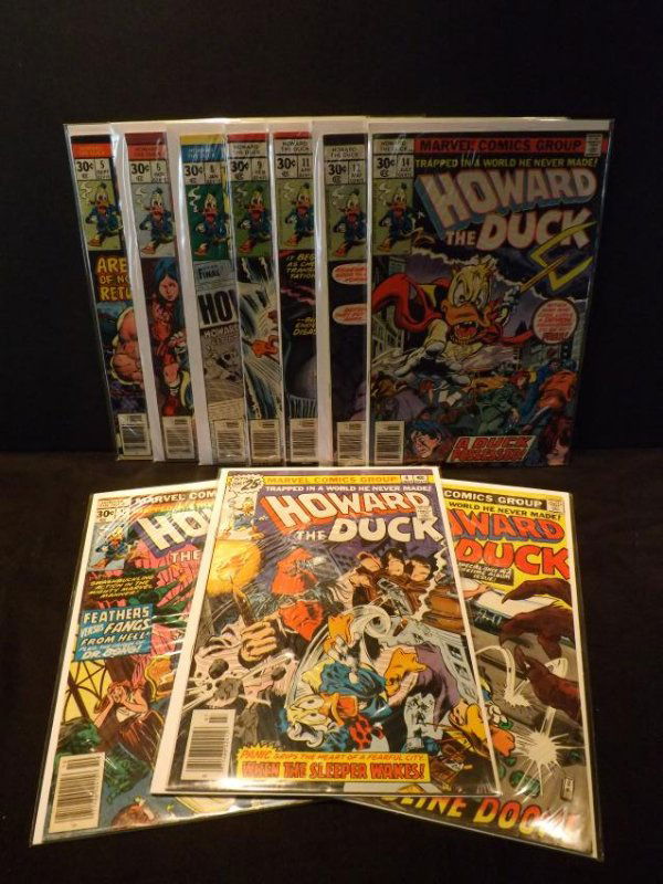 10 HOWARD THE DUCK COMICS: 10 HOWARD THE DUCK COMICS - BRONZE AGE - NUMBERS 4 -5-6-8-9-11 -12 KISS CAMEO - 14-16 & 17 - VERY GOOD CONDITIONS WITH ONLY TWO SHOWING A FEW BINDING MARKS