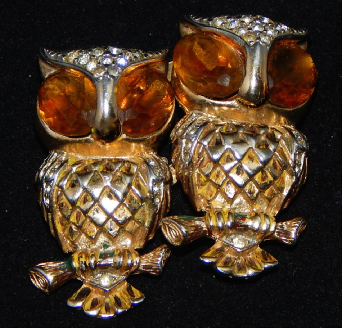 Vintage Signed Coro Duette Double Owl Brooch (1 of 3)