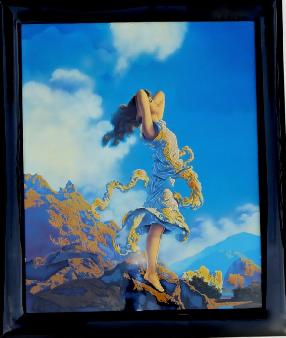 Maxfield Parrish Serigraph in Black Frame: Measures 27 1/2" x 23 1/2".