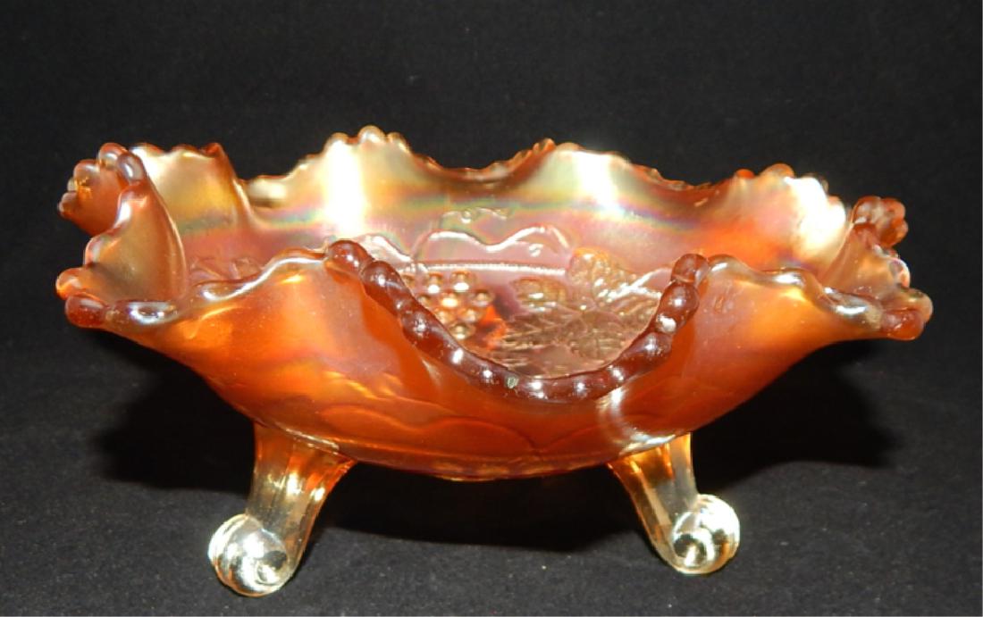 Vintage Marigold Carnival Glass Footed Bowl (1 of 4)