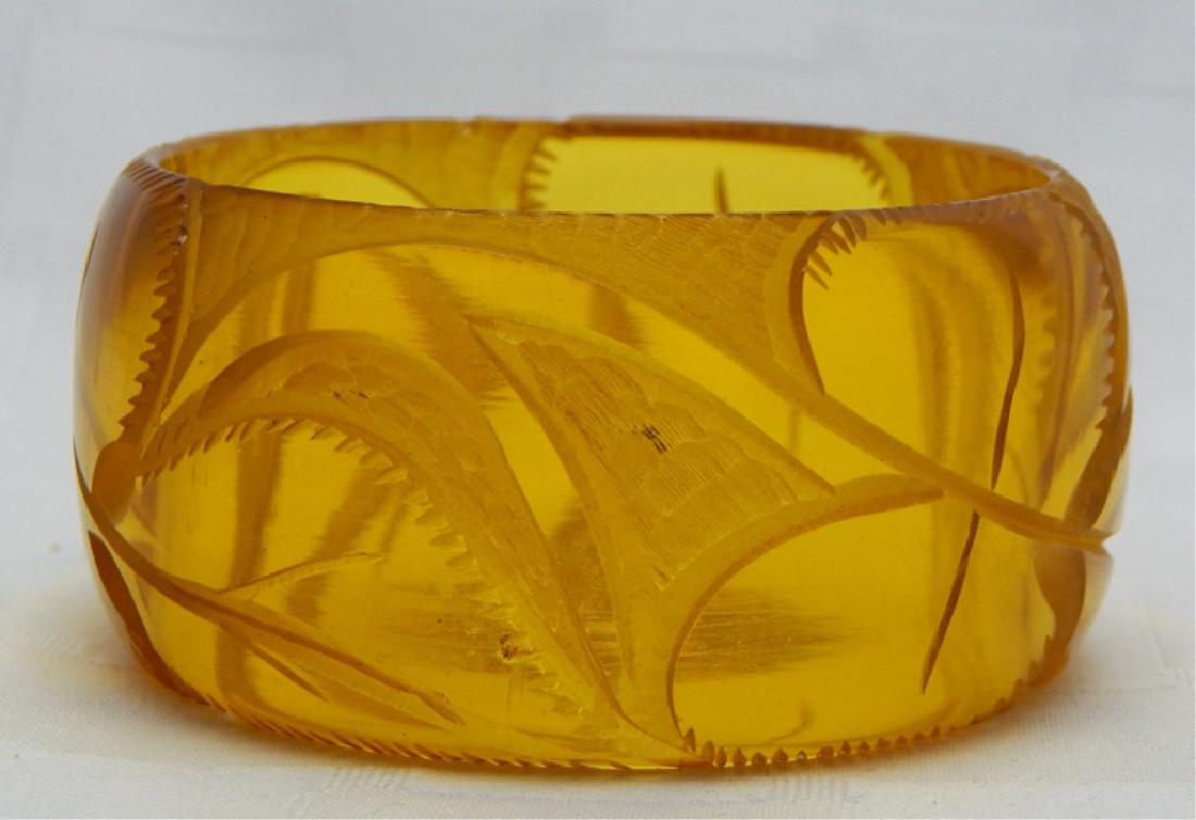 Vintage Hand Etched Lucite Bangle Bracelet (1 of 2)