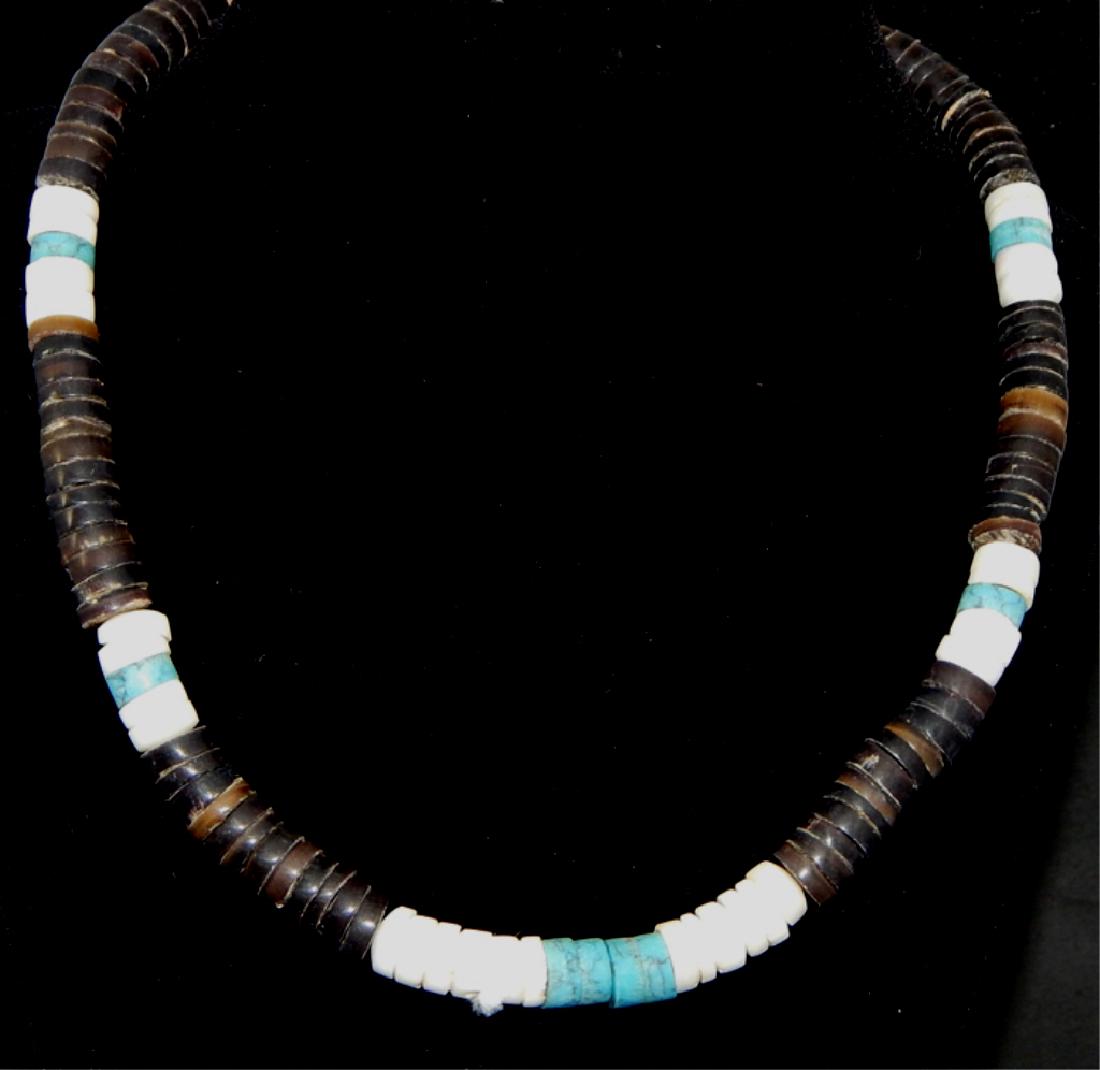Native American Signed Shell & Turquoise Necklace (1 of 4)